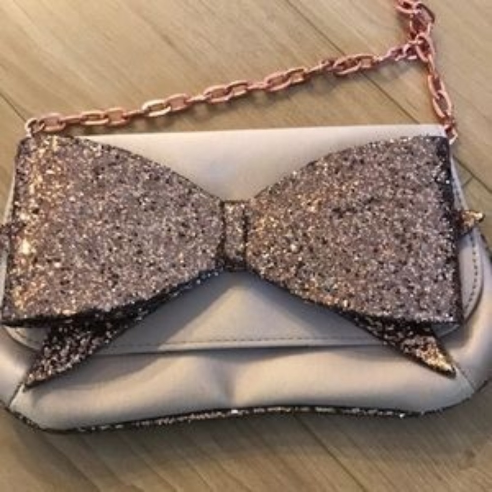 Ted Baker Sparkle Bow Clutch with Rose Gold Chain
